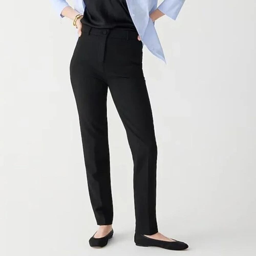 J. Crew Cameron High Rise Straight Leg Stretch Ankle Trouser Dress Pants 0 Black